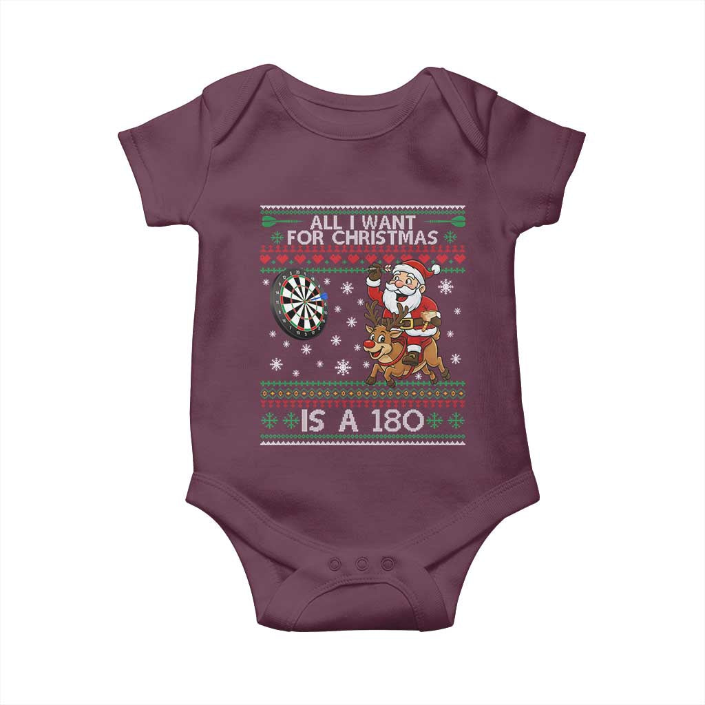 All I Want For Christmas Is A 180 Baby Onesie Santa Dart Player Xmas Gift - Wonder Print Shop