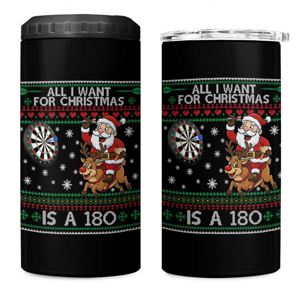 All I Want For Christmas Is A 180 4 in 1 Can Cooler Tumbler Santa Dart Player Xmas Gift - Wonder Print Shop