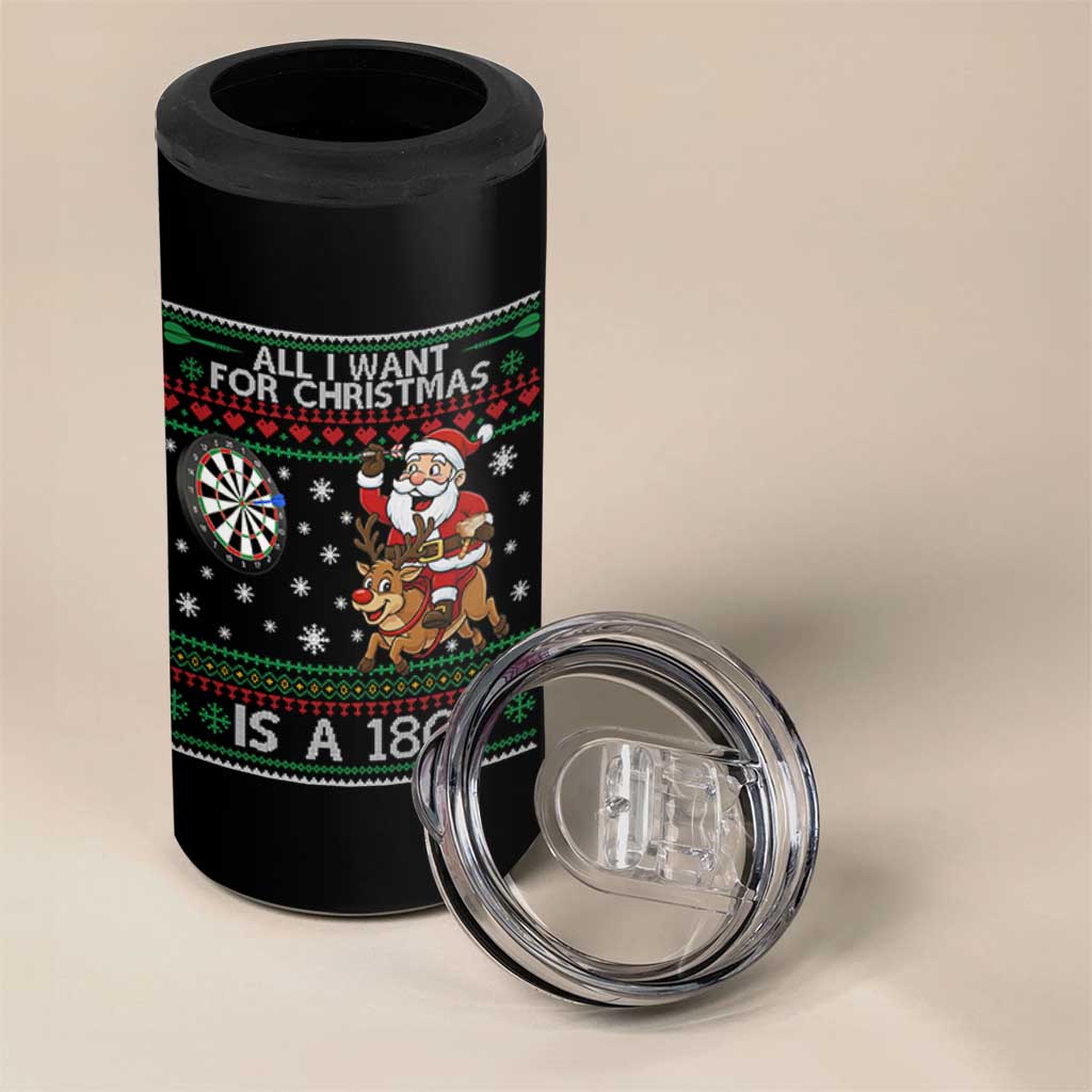 All I Want For Christmas Is A 180 4 in 1 Can Cooler Tumbler Santa Dart Player Xmas Gift - Wonder Print Shop