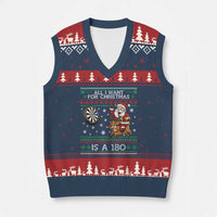 All I Want For Xmas Is A 180 V-Neck Knit Sweater Vest Santa Dart Player Xmas Gift - Wonder Print Shop