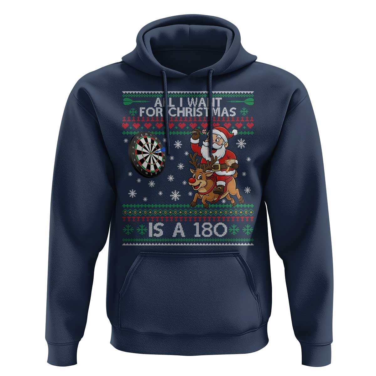 All I Want For Christmas Is A 180 Hoodie Santa Dart Player Xmas Gift - Wonder Print Shop