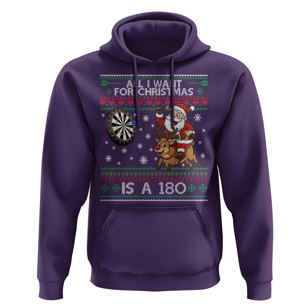 All I Want For Christmas Is A 180 Hoodie Santa Dart Player Xmas Gift - Wonder Print Shop