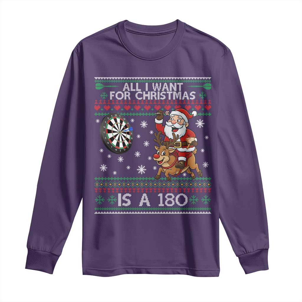 All I Want For Christmas Is A 180 Long Sleeve Shirt Santa Dart Player Xmas Gift - Wonder Print Shop