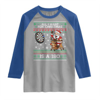 All I Want For Christmas Is A 180 Raglan Shirt Santa Dart Player Xmas Gift - Wonder Print Shop