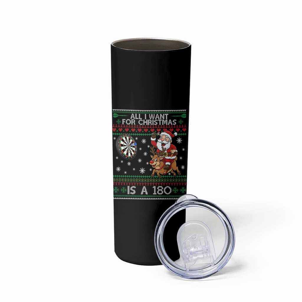 All I Want For Christmas Is A 180 Skinny Tumbler Santa Dart Player Xmas Gift - Wonder Print Shop