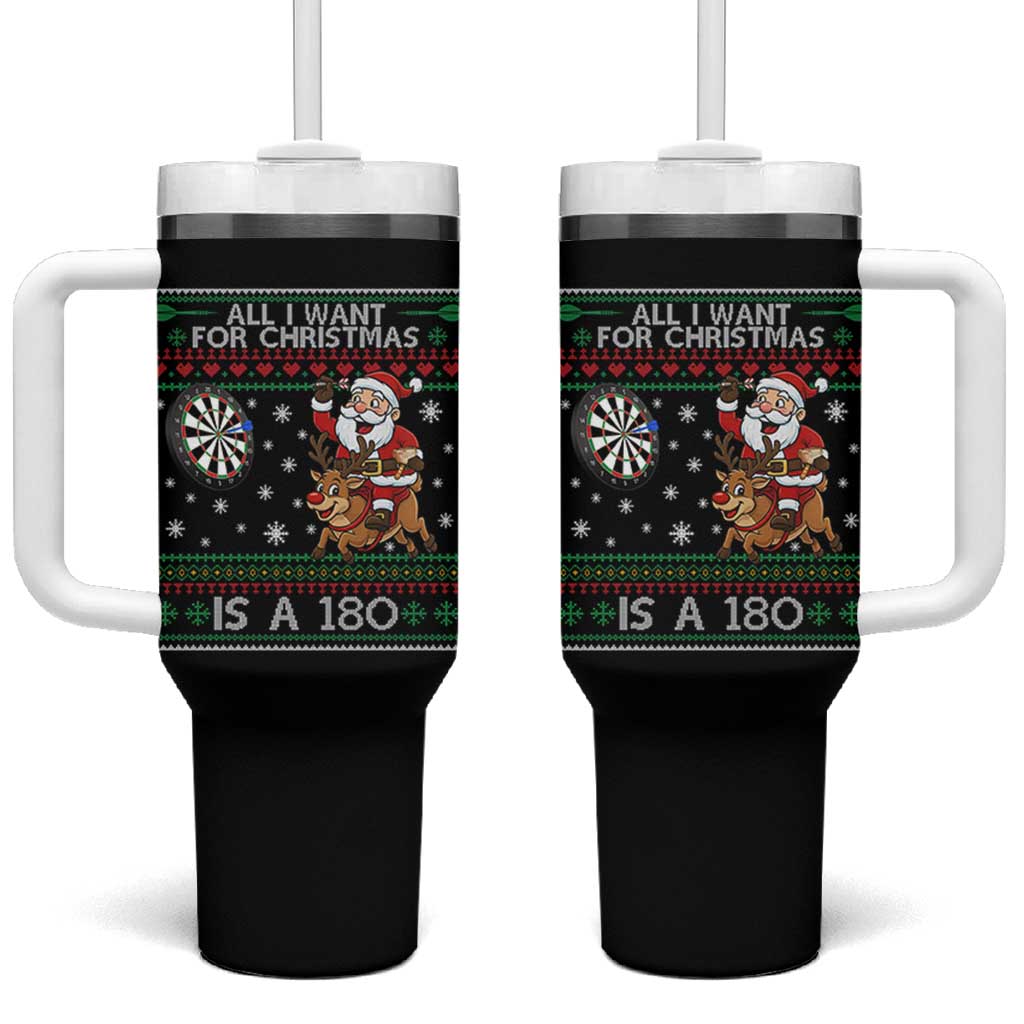 All I Want For Christmas Is A 180 Tumbler With Handle Santa Dart Player Xmas Gift - Wonder Print Shop