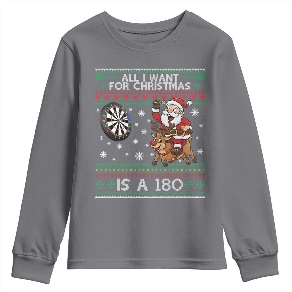 All I Want For Christmas Is A 180 Youth Sweatshirt Santa Dart Player Xmas Gift - Wonder Print Shop