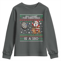 All I Want For Christmas Is A 180 Youth Sweatshirt Santa Dart Player Xmas Gift - Wonder Print Shop