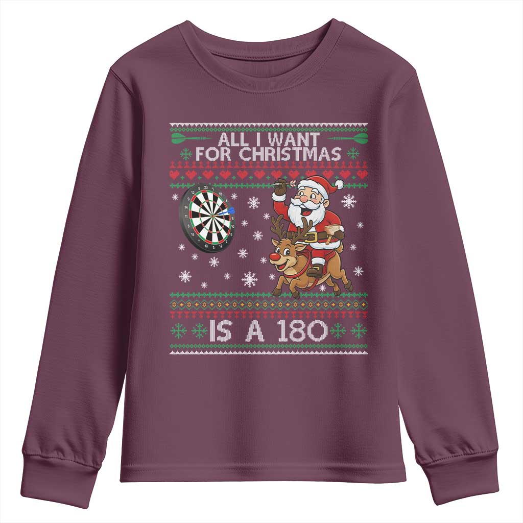 All I Want For Christmas Is A 180 Youth Sweatshirt Santa Dart Player Xmas Gift - Wonder Print Shop