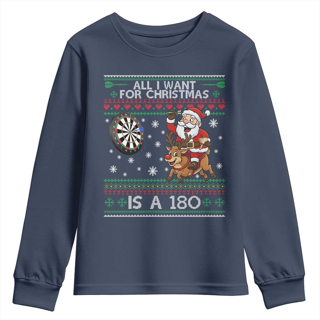 All I Want For Christmas Is A 180 Youth Sweatshirt Santa Dart Player Xmas Gift - Wonder Print Shop