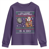 All I Want For Christmas Is A 180 Youth Sweatshirt Santa Dart Player Xmas Gift - Wonder Print Shop