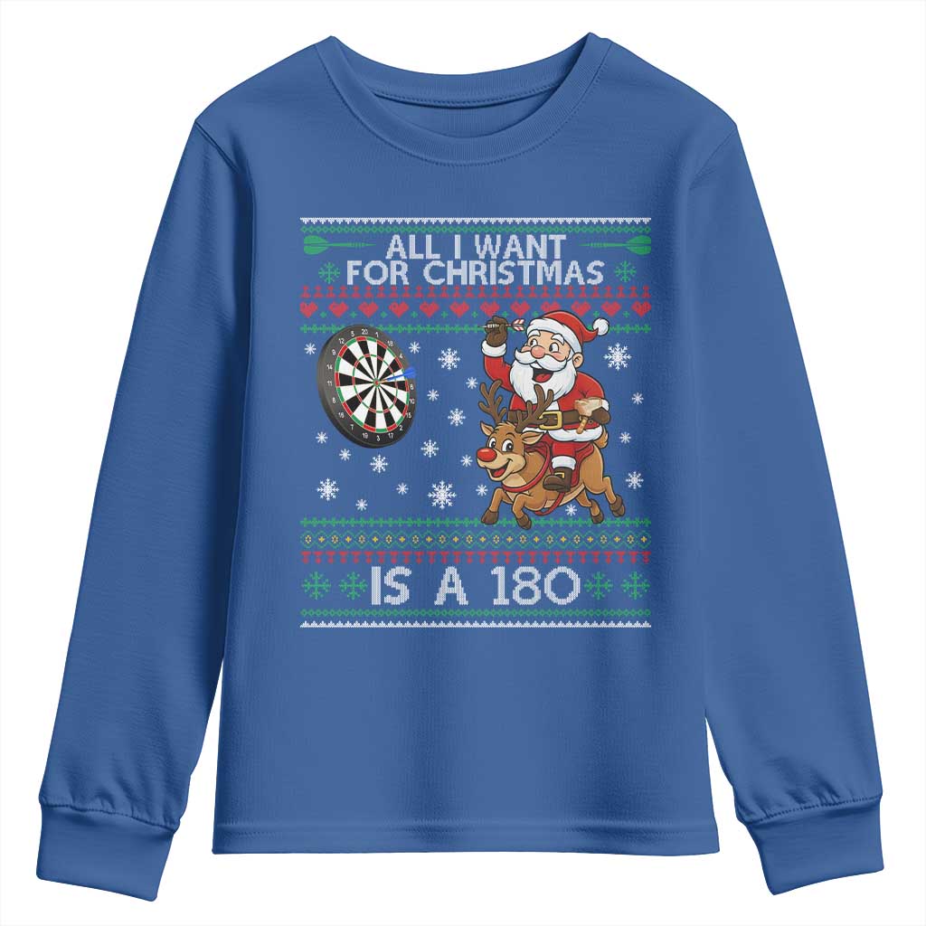 All I Want For Christmas Is A 180 Youth Sweatshirt Santa Dart Player Xmas Gift - Wonder Print Shop