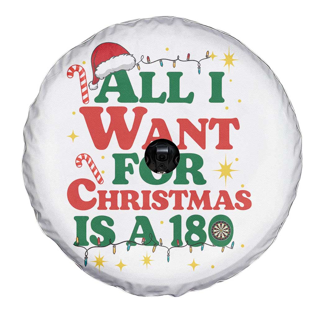 Funny Dart Player Spare Tire Cover All I Want For Christmas Is A 180 - Wonder Print Shop