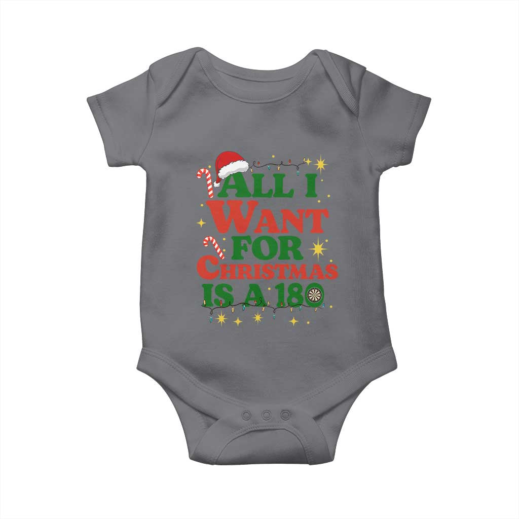 Funny Dart Player Baby Onesie All I Want For Christmas Is A 180 - Wonder Print Shop