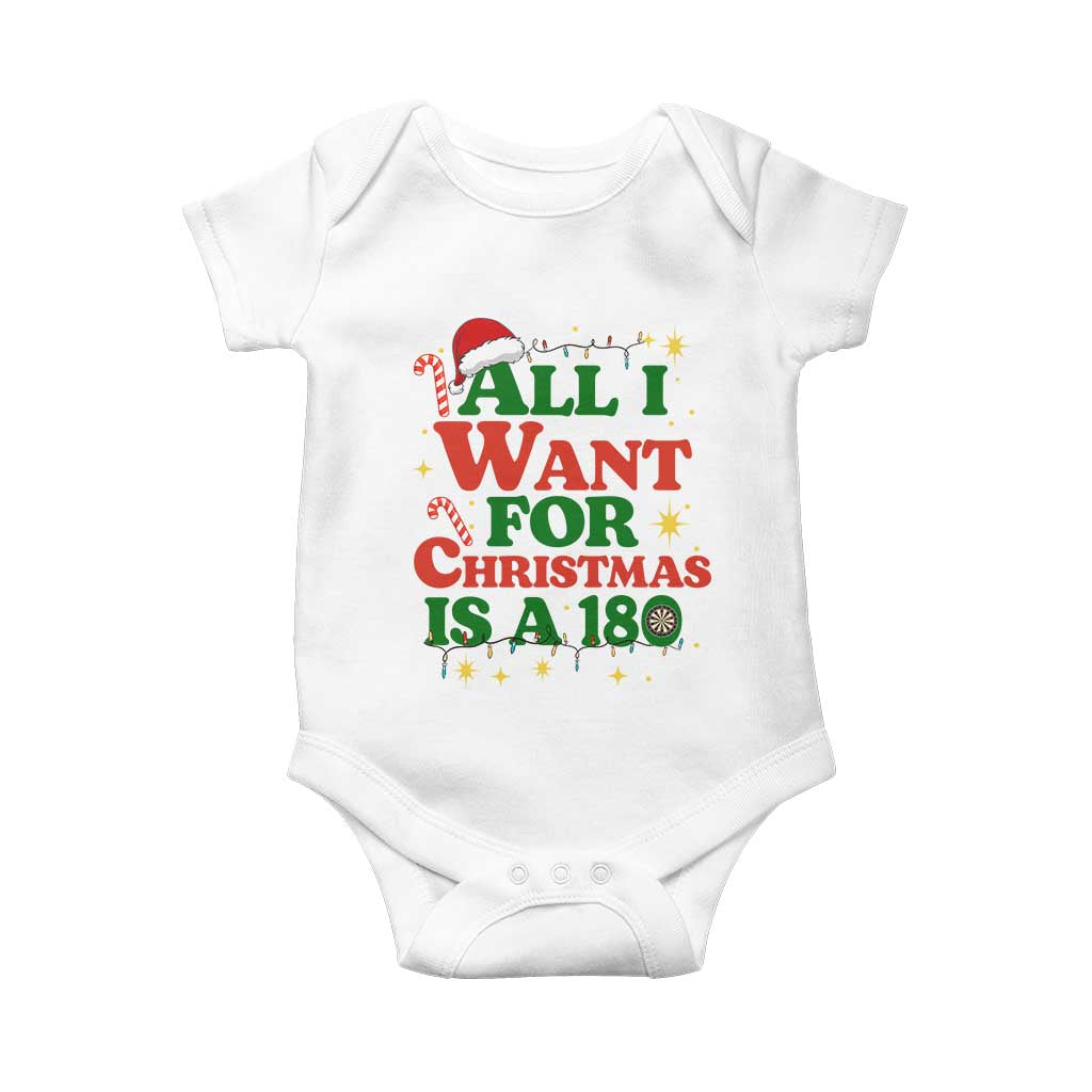 Funny Dart Player Baby Onesie All I Want For Christmas Is A 180 - Wonder Print Shop