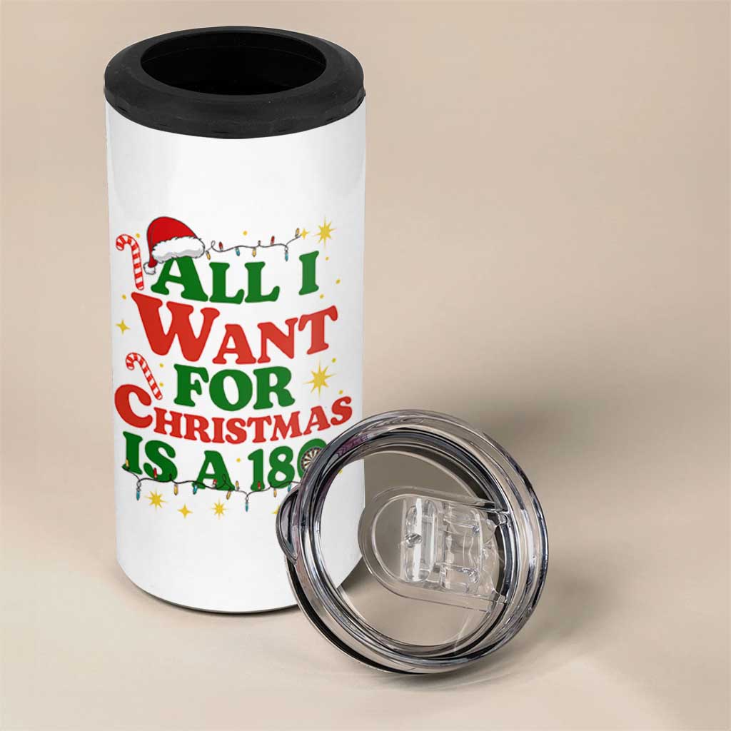 Funny Dart Player 4 in 1 Can Cooler Tumbler All I Want For Christmas Is A 180 - Wonder Print Shop