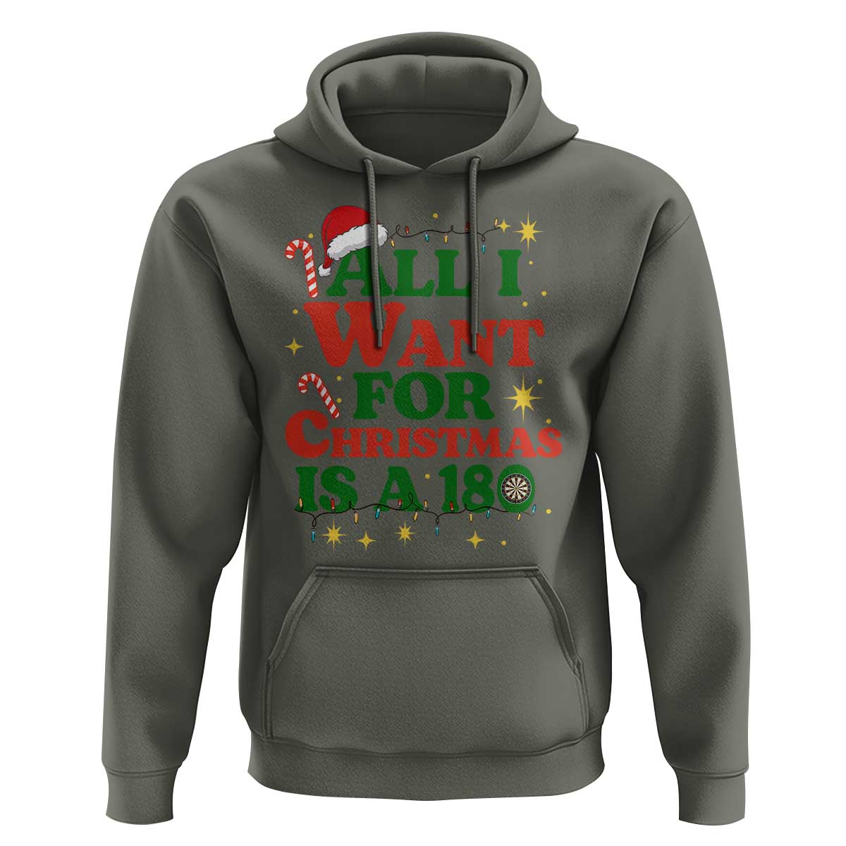 Funny Dart Player Hoodie All I Want For Christmas Is A 180 - Wonder Print Shop