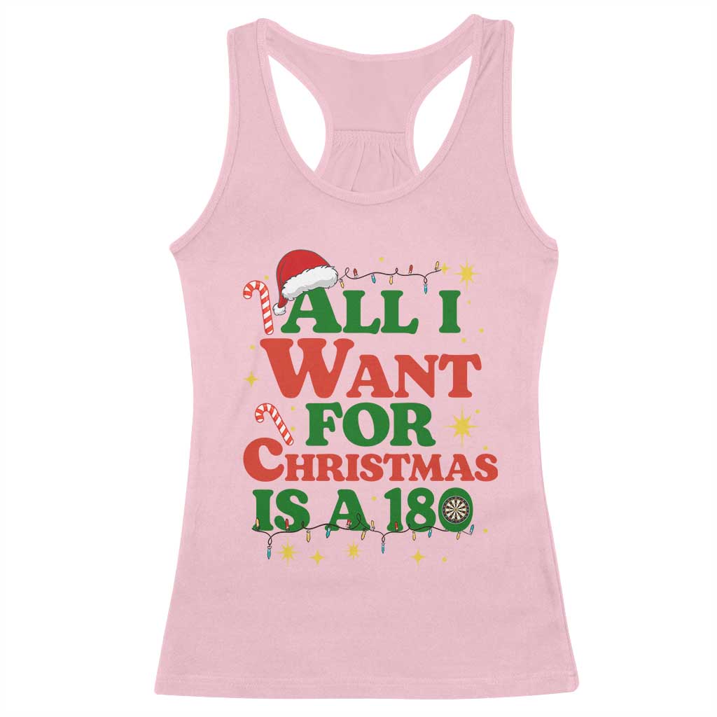 Funny Dart Player Racerback Tank Top All I Want For Christmas Is A 180 - Wonder Print Shop