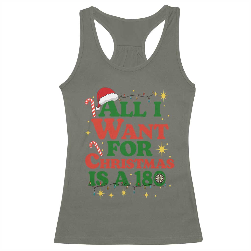 Funny Dart Player Racerback Tank Top All I Want For Christmas Is A 180 - Wonder Print Shop