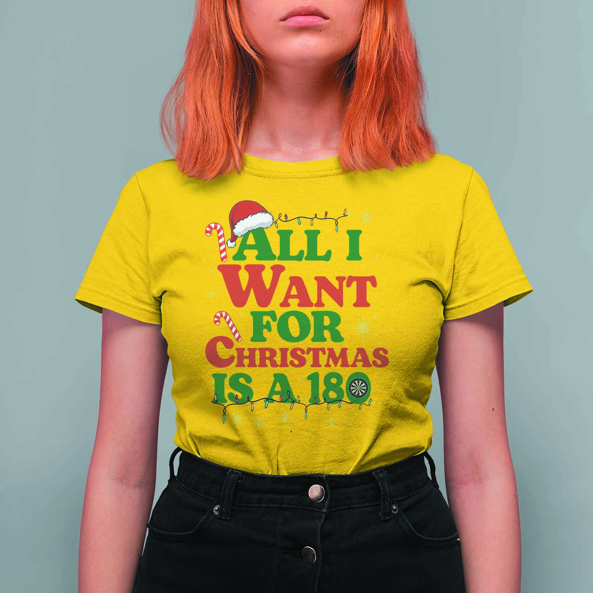 Funny Dart Player T Shirt For Women All I Want For Christmas Is A 180 - Wonder Print Shop