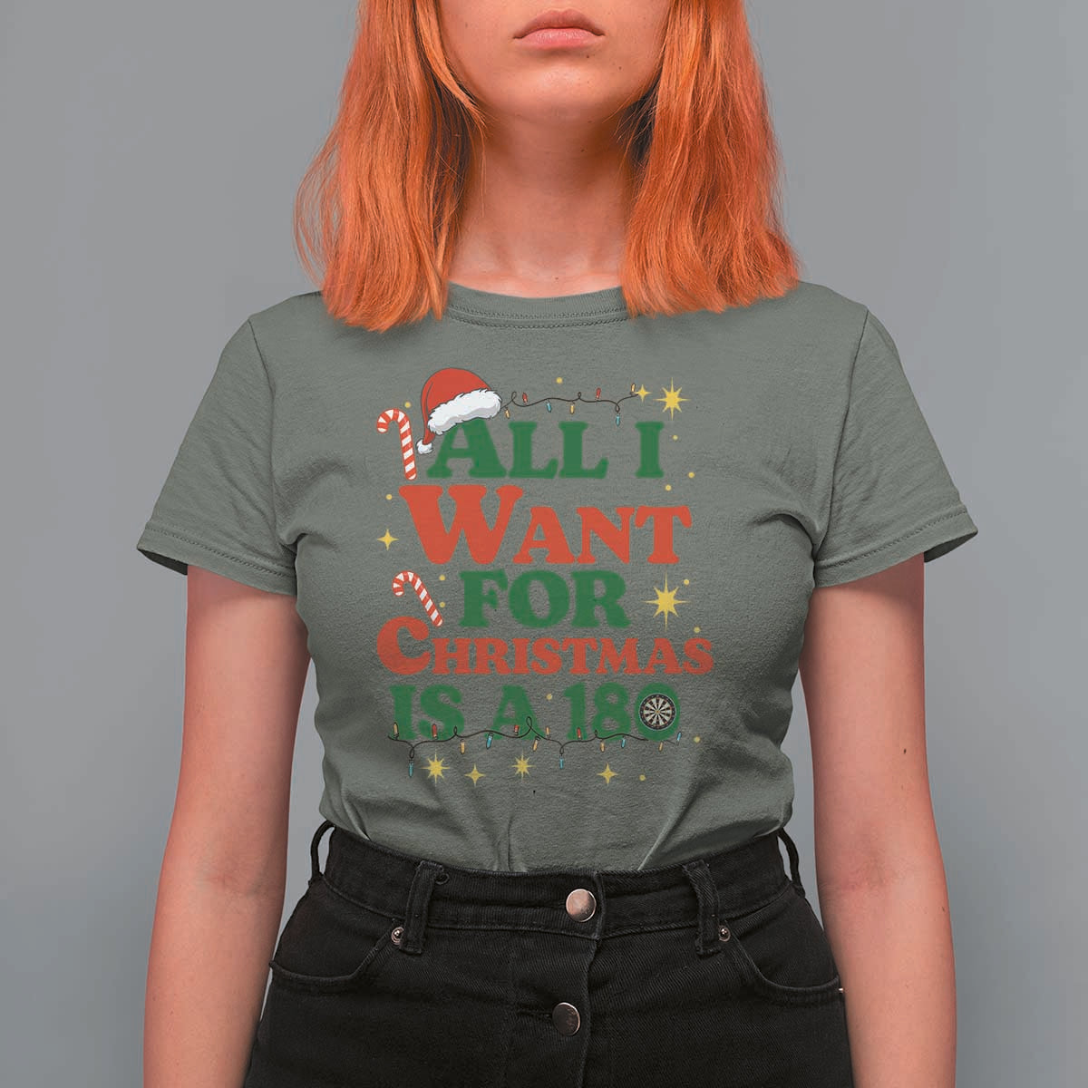 Funny Dart Player T Shirt For Women All I Want For Christmas Is A 180 - Wonder Print Shop