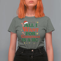 Funny Dart Player T Shirt For Women All I Want For Christmas Is A 180 - Wonder Print Shop