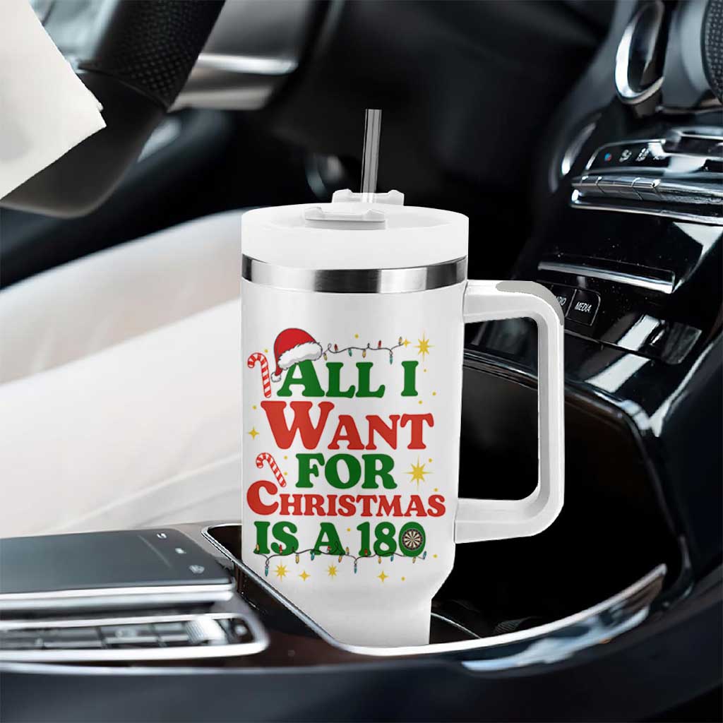Funny Dart Player Tumbler With Handle All I Want For Christmas Is A 180 - Wonder Print Shop