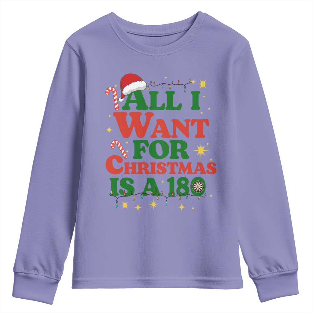 Funny Dart Player Youth Sweatshirt All I Want For Christmas Is A 180 - Wonder Print Shop