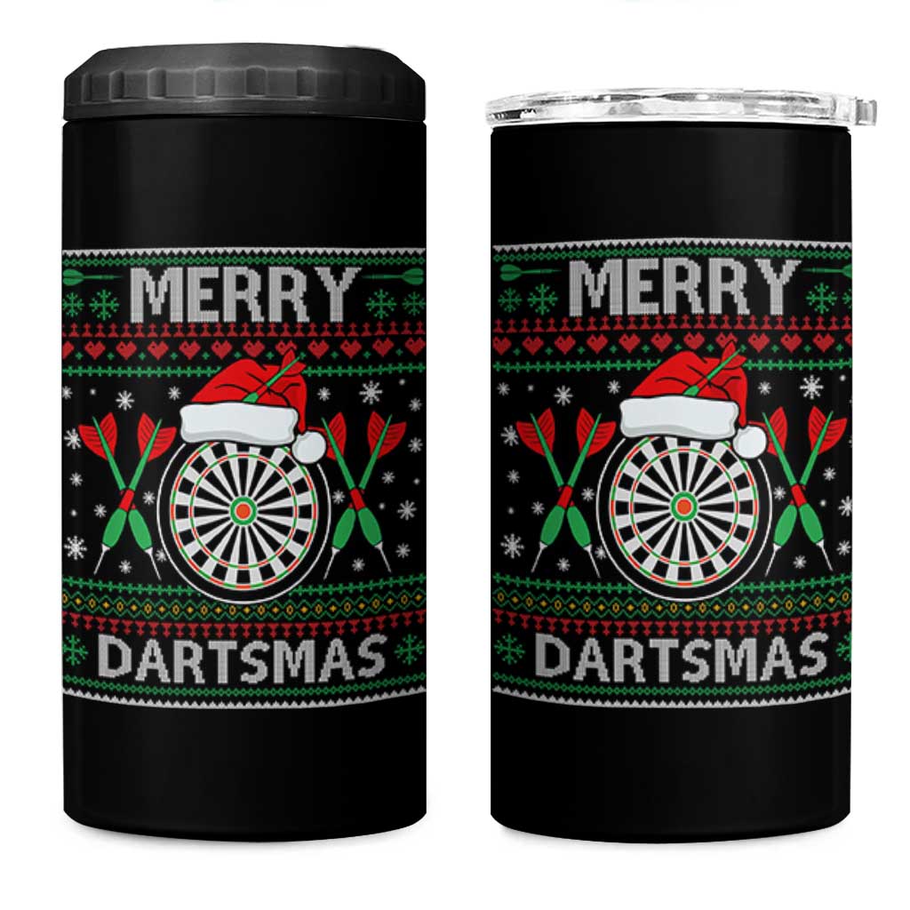 Christmas Dart Player Gift 4 in 1 Can Cooler Tumbler Merry Dartsmas - Wonder Print Shop