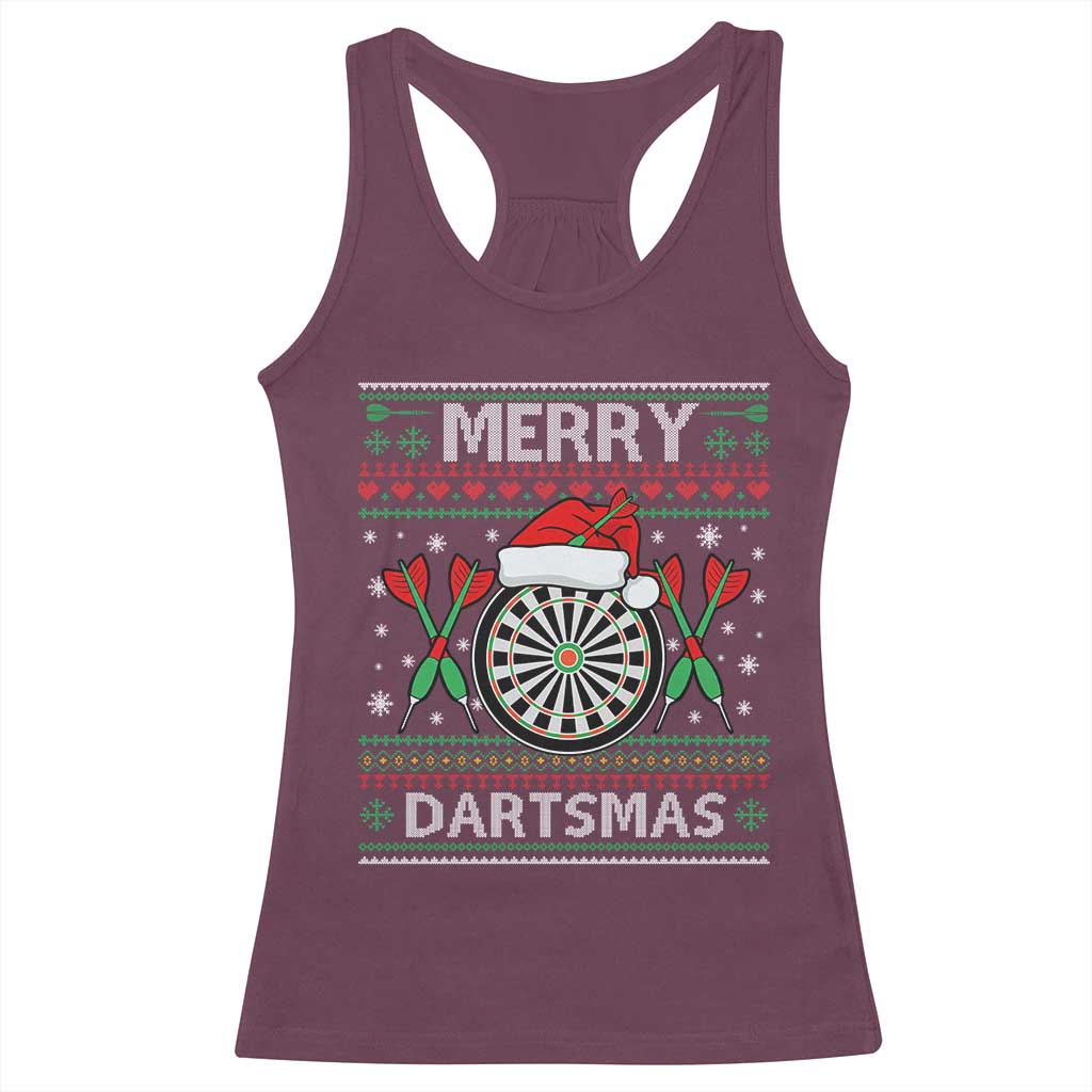Christmas Dart Player Gift Racerback Tank Top Merry Dartsmas - Wonder Print Shop