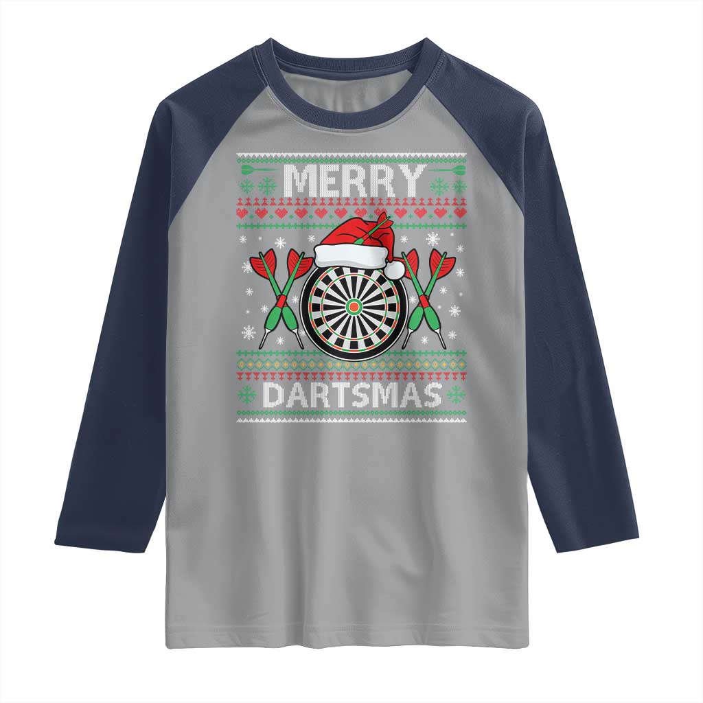Christmas Dart Player Gift Raglan Shirt Merry Dartsmas - Wonder Print Shop