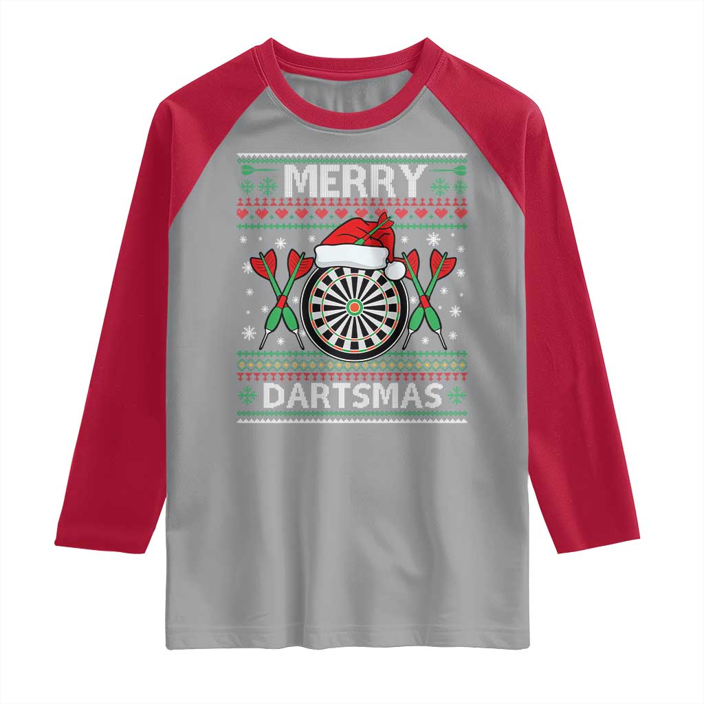 Christmas Dart Player Gift Raglan Shirt Merry Dartsmas - Wonder Print Shop