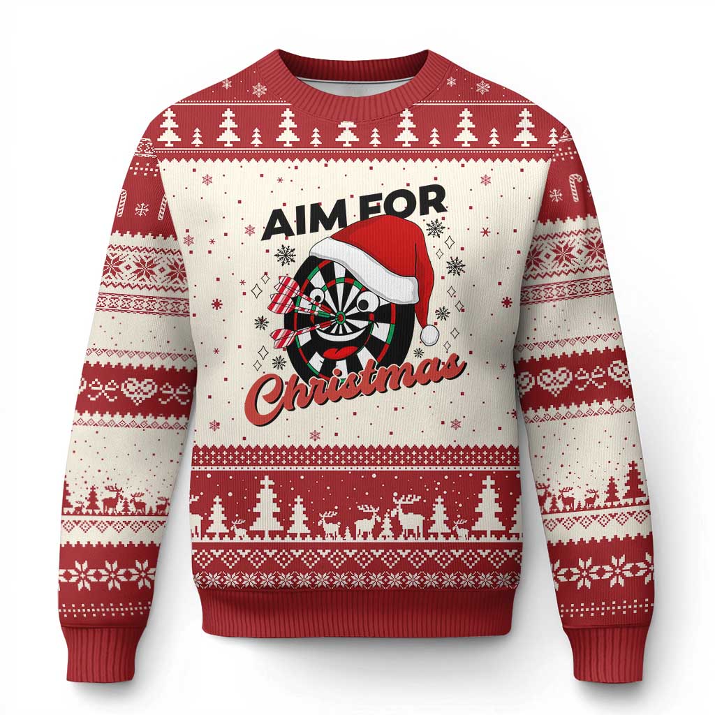 Funny Dart Player Aim For Xmas Ugly Christmas Sweater Gift For Dartist - Wonder Print Shop