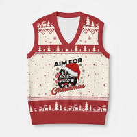 Funny Dart Player Aim For Xmas V-Neck Knit Sweater Vest Gift For Dartist - Wonder Print Shop
