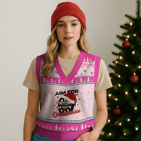 Funny Dart Player Aim For Xmas V-Neck Knit Sweater Vest Gift For Dartist - Wonder Print Shop