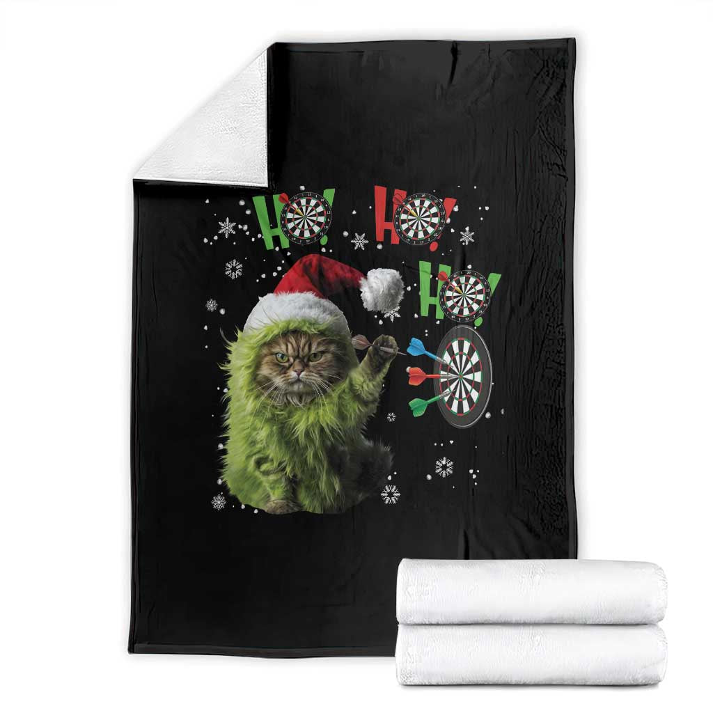 Funny Cat Throwing Dart Ho Ho Ho Throw Blanket Christmas Gift For Dart Player - Wonder Print Shop