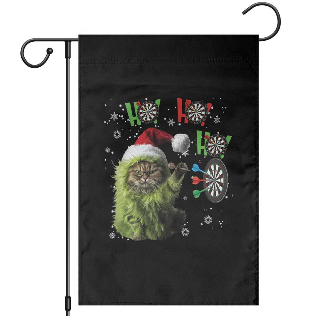 Funny Cat Throwing Dart Ho Ho Ho Garden Flag Christmas Gift For Dart Player - Wonder Print Shop