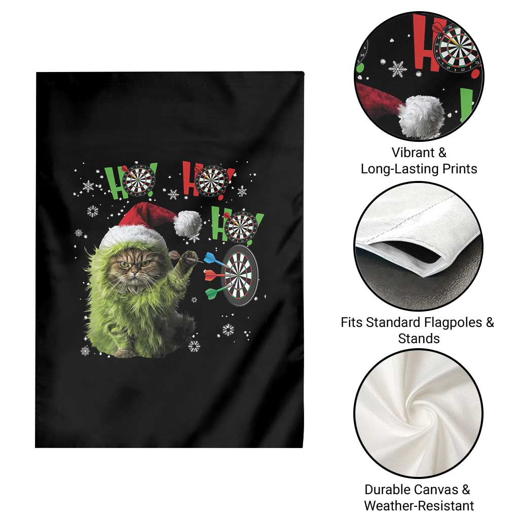 Funny Cat Throwing Dart Ho Ho Ho Garden Flag Christmas Gift For Dart Player - Wonder Print Shop