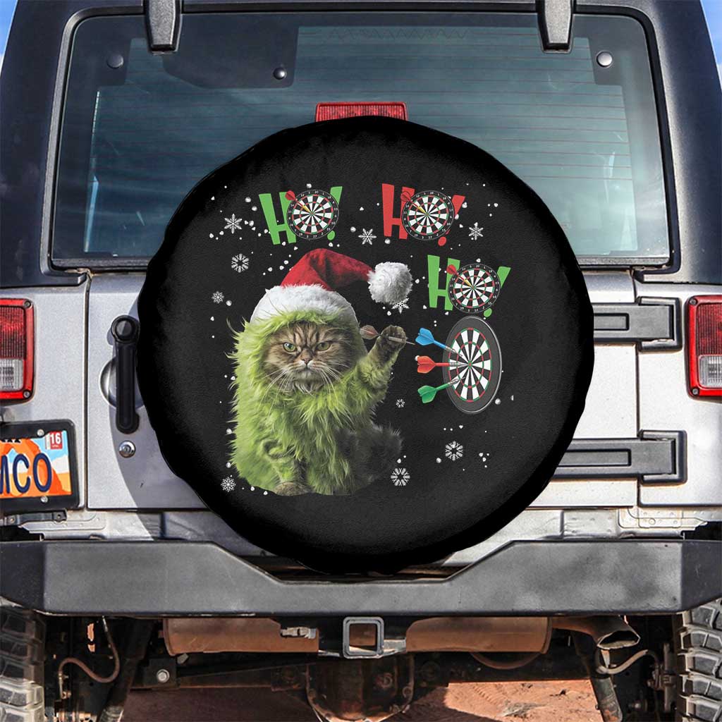 Funny Cat Throwing Dart Ho Ho Ho Spare Tire Cover Christmas Gift For Dart Player - Wonder Print Shop