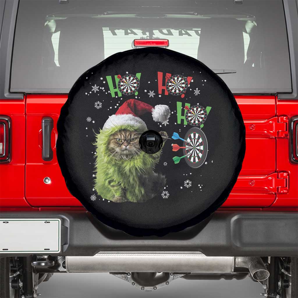 Funny Cat Throwing Dart Ho Ho Ho Spare Tire Cover Christmas Gift For Dart Player - Wonder Print Shop
