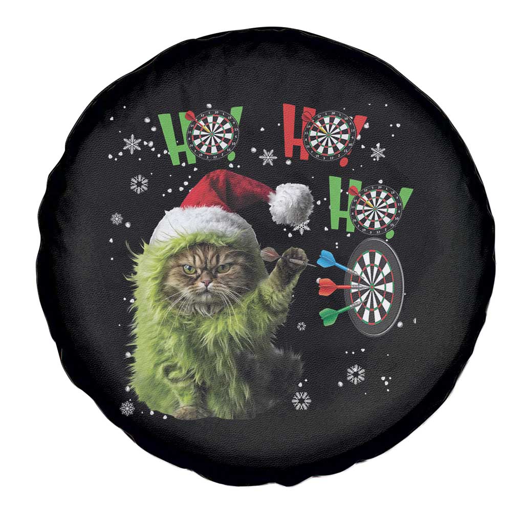 Funny Cat Throwing Dart Ho Ho Ho Spare Tire Cover Christmas Gift For Dart Player - Wonder Print Shop