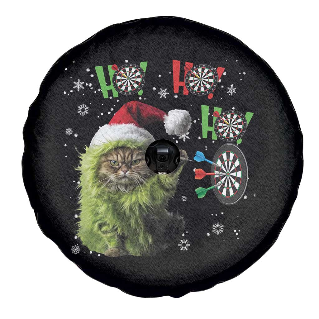 Funny Cat Throwing Dart Ho Ho Ho Spare Tire Cover Christmas Gift For Dart Player - Wonder Print Shop