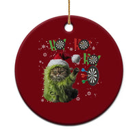 Funny Cat Throwing Dart Ho Ho Ho Ceramic Ornament Christmas Gift For Dart Player - Wonder Print Shop