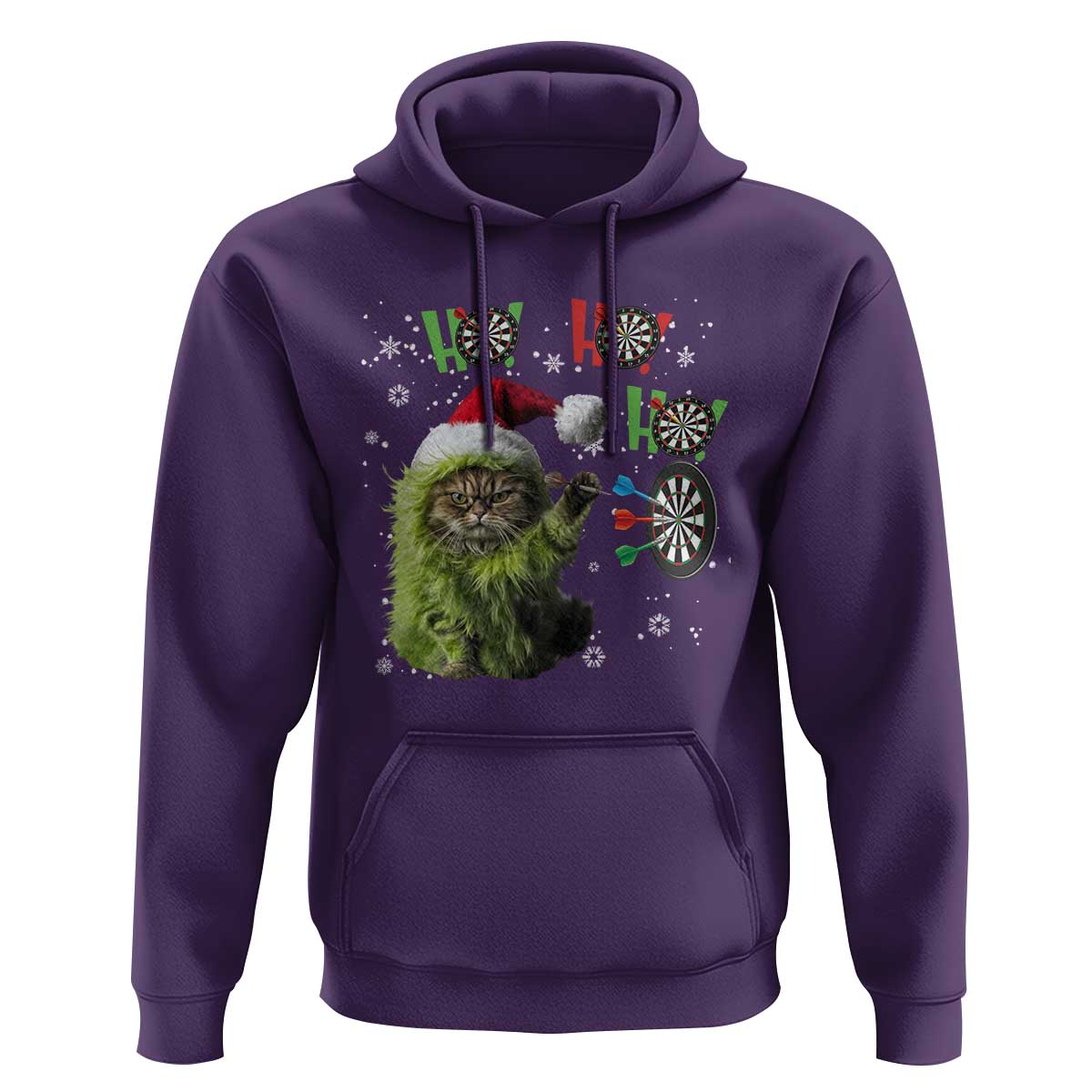 Funny Cat Throwing Dart Ho Ho Ho Hoodie Christmas Gift For Dart Player - Wonder Print Shop