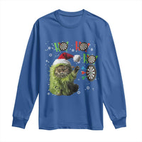 Funny Cat Throwing Dart Ho Ho Ho Long Sleeve Shirt Christmas Gift For Dart Player - Wonder Print Shop