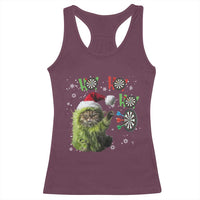 Funny Cat Throwing Dart Ho Ho Ho Racerback Tank Top Christmas Gift For Dart Player - Wonder Print Shop