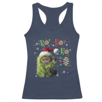 Funny Cat Throwing Dart Ho Ho Ho Racerback Tank Top Christmas Gift For Dart Player - Wonder Print Shop