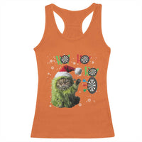Funny Cat Throwing Dart Ho Ho Ho Racerback Tank Top Christmas Gift For Dart Player - Wonder Print Shop