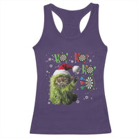 Funny Cat Throwing Dart Ho Ho Ho Racerback Tank Top Christmas Gift For Dart Player - Wonder Print Shop