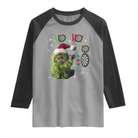 Funny Cat Throwing Dart Ho Ho Ho Raglan Shirt Christmas Gift For Dart Player - Wonder Print Shop